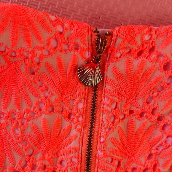 Lilly Pulitzer Marii Seashell Eyelet Mini Skirt Skort Neon Orange 00 - Picture 5 of 5